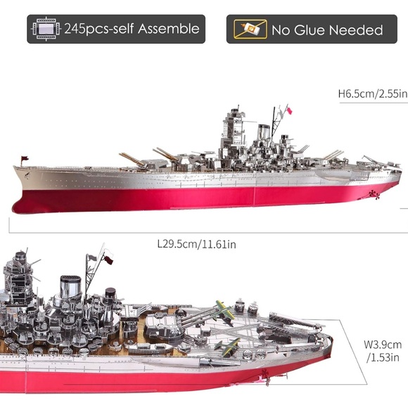 Piececool 3D Metal Puzzle Military Watercraft,Yamato Battleship Building Kit - Picture 9 of 14